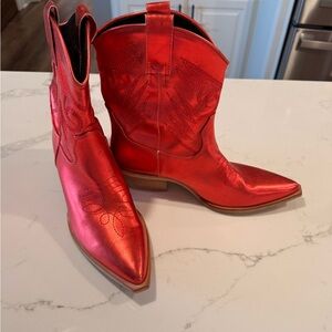 ShuShop Red Ankle Boots